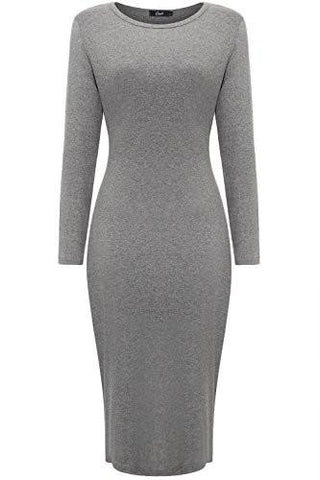 [Deal Of The Day]Creti Classic Slim Fit Long Sleeve Midi Dress