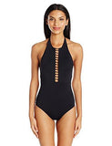 Gypsy High Neck Open Back Sexy One Piece Swimsuit Black 10