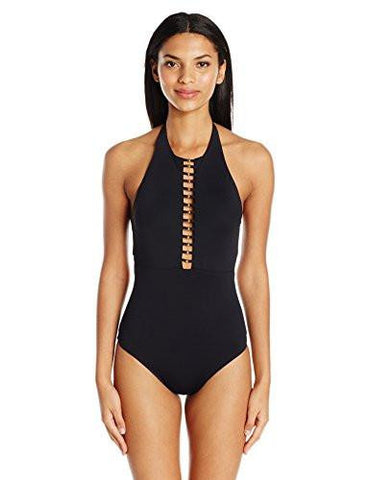 Gypsy High Neck Open Back Sexy One Piece Swimsuit Black 10