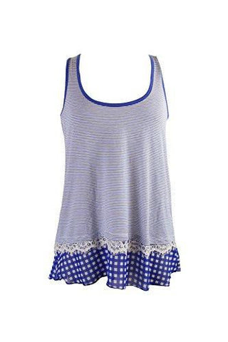 Maison Jules ChiffonTrim Striped Tank Top Blue M