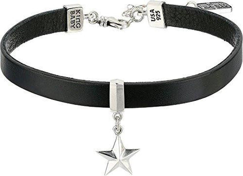 Leather Choker Necklace With Star Silverblack Necklace