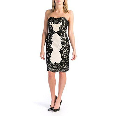 S Lace Strapless Cocktail Dress BlackIvory 4