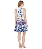 Maggy London Pansy Meadow Stripe Cotton Fit And Flare, Soft White/Navy, 10
