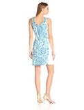 Stretch Hopsak Medallion Leaf Halter Dress, Azure, 14