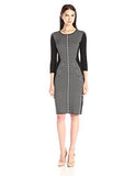 Taylor Dresses 3/4 Sleeve Stripe Printed Sweater Dress, Black/White, Large