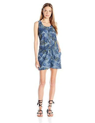 Chambray Romper, Palm Print, XLarge