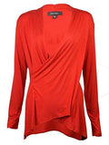 Karen Kane Sail Away Long Sleeve HighLow Surplice Blouse S, Red