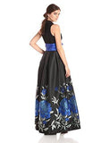 Eliza J Halter Neck Ballgown, Black/Royal, 14