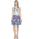 Maggy London Pansy Meadow Stripe Cotton Fit And Flare, Soft White/Navy, 10