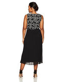 Jessica Howard Plus Size Sleeveless Dress Accordian Pleats, Black/Ivory, 14W