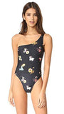 One Shoulder Maillot Swimsuit, Shimmer Zodiac Print, L