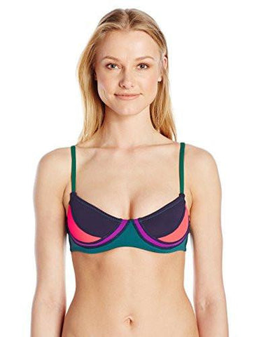 Color Block FiberLite Bikini Top, Deep Green/Vermilion/Blue Ribbon, M