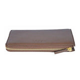 Pebbled Leather Quarter Zip Wallet 332747 2527 Brown