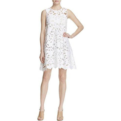 Lace Scalloped Hem Cocktail Dress White 4