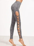 Sweatyrocks Leggings Yoga Workout Pants High Waist Cutout Tights Medium #1Grey