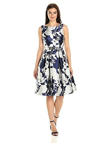 Fit And Flare With Beaded Belt, Navy/Silver, 8