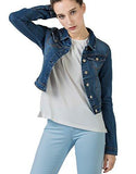 Perhaps U Cropped Denim Jacket For Teen Girls Classic Long Sleeves Jean Tops S Dark Blue