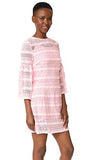Eyelet Bell Sleeve Dress, Pink, 10