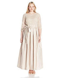 Jessica Howard Plus Size 3/4 Sleeve Ballgown, Beige, 16W