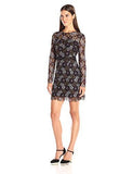 Floral Lace Fitted Dress With Trim Detail, Plum Multi, 4