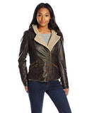 Assymetrical Sherpa Lined Faux Fur Jacket, Dark Brown, XSmall
