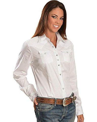 Western Yoke Two Snap Flap Pocket Shirt, White, XLarge