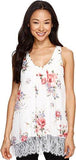 Lace Hem Tank Top Floral Shirt