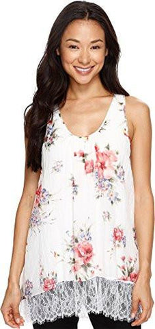 Lace Hem Tank Top Floral Shirt