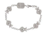 Cz Pavé Crowned Heart Motif Bracelet Sterling Silver Bracelet
