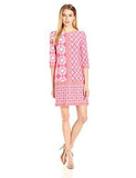 Taylor Dresses Mixed Geo Print Jersey Shift, Fuchsia Orange, 10