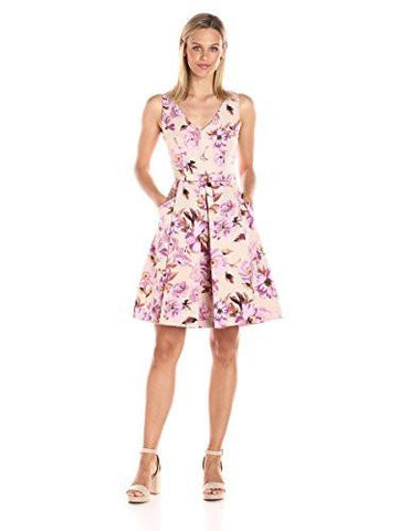 Floral Fit And Flare Pockets, Vintage Plum, 12