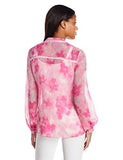 Ellen Tracy Placket Detail Blouse, Floral Pink Tulip, Xs