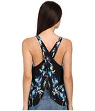 Free People Boarder Print Surplice Back Cami Dark Night Combo Shirt