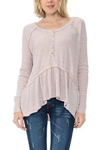 Free People Henley Thermal Long Sleeve Top