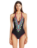 Dashiki Vplunge One Piece Swimsuit Black 6