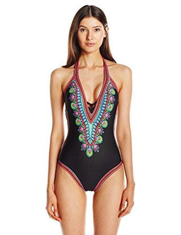 Dashiki Vplunge One Piece Swimsuit Black 6