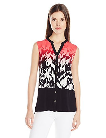 Sleeveless Printed Top With Solid Bottom Watermelonsoft White L