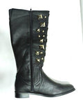 Joan Boyce Black Faux Leather 17 Tall Studded Riding Fashion Boots Size 12 M