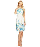 Maggy London Printed Chemical Lace Sheath, Soft White/Blues, 16