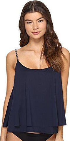 Michael Michael Kors Chain Solids Layed Tankini Top Navy Swimsuit Top