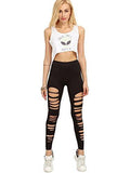 Sweatyrocks Leggings Cutout Skinny Tights Ripped Yoga Workout Pants Black Small