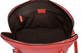 Medium Textured Leather Convertible Dome Handbag Sporting Red 6511