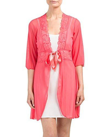 Fetherston LaceInset Sheer Robe, Shell Pink Small