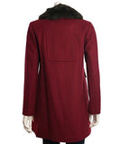 Wool Coat With Removable Faux Fur Collar, Cranberry, 10