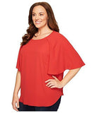 Plus Plus Size Cape Sleeve Top Tomato Shirt