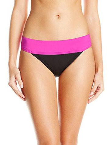 Calvin Klein Logo Wide Band Scoop Bikini Bottom Blackfuchsia L