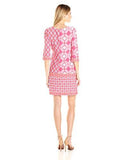 Taylor Dresses Mixed Geo Print Jersey Shift, Fuchsia Orange, 10