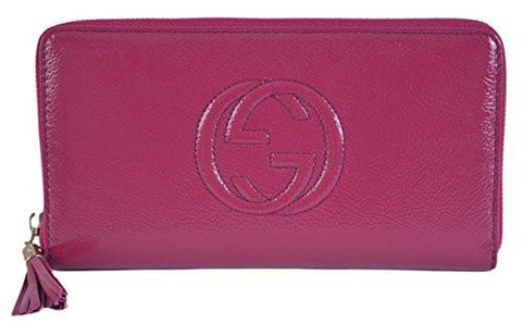 Gucci Soho Vernice Pink Patent Leather Zip Around Travel Wallet