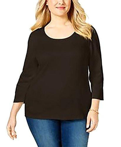 Plus Size Scoopneck TShirt 1X, Depp Black