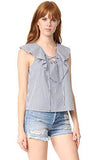 Ella Moss Azur Stripe Ruffle Blouse, Navy Stripe, Medium